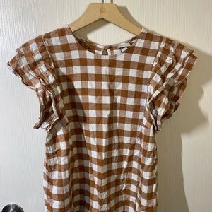 a new day Brown and White Plaid Top